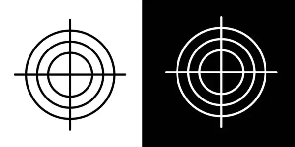 İki zıt hedef simgesi, biri beyaz üzerine siyah, biri siyah üzerine beyaz, her biri eş merkezli daireler ve hedefler içeriyor.