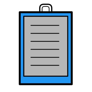 Gri kağıtlı ve birkaç satırlı mavi bir pano simgesi