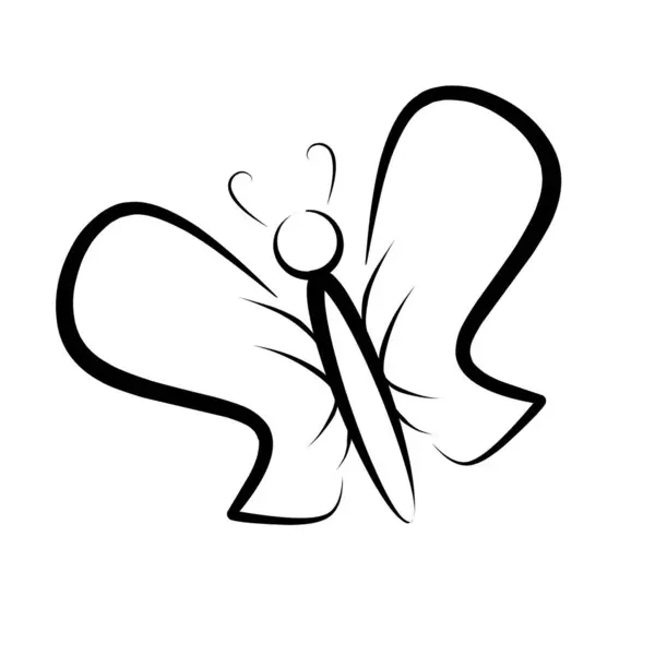 Kanatları açık bir kelebeğin basit siyah beyaz çizgisi.