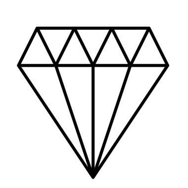 Siyah-beyaz çizgili basit, klasik elmas şekilli bir sanat çizgisi çizimi. Üstü açık ve altı sivri. Temiz ve sembolik bir grafik sunumu.
