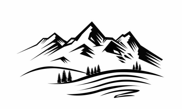 Mountain silhouette vector icon