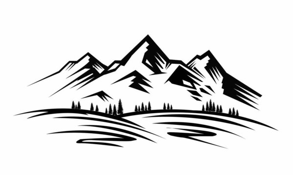 Mountain silhouette vector icon