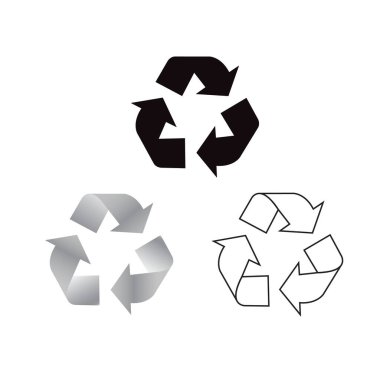 Beyaz arkaplanda yeşil geri dönüşüm işareti