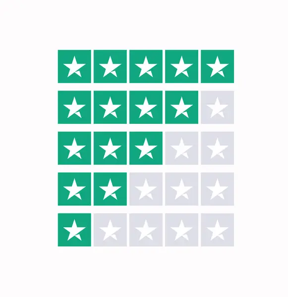 Uygulamalar ve web siteleri için beyaz yıldız düz vektör simgeleri ile müşteri denetimi