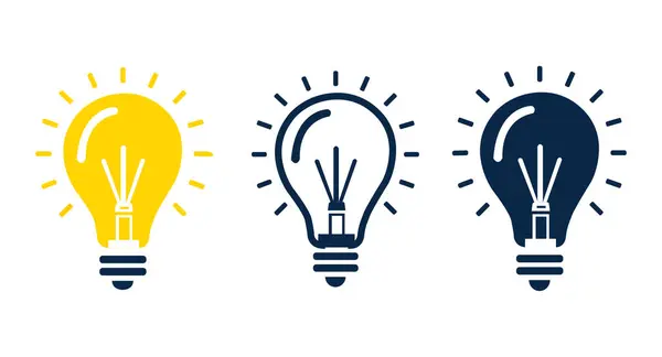 Beyaz arkaplanda üç ampul simgesi