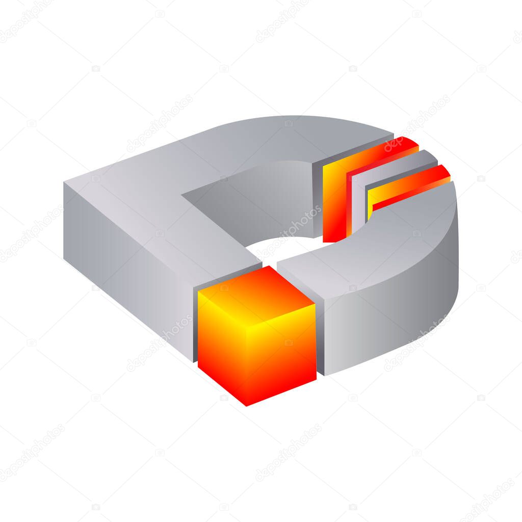 Letter D with red and orange color