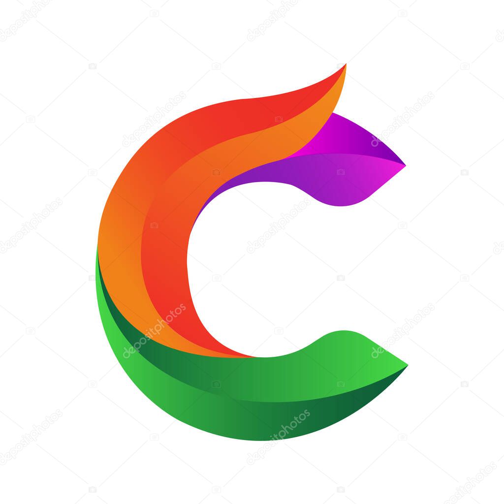 Gradient colored c logo template