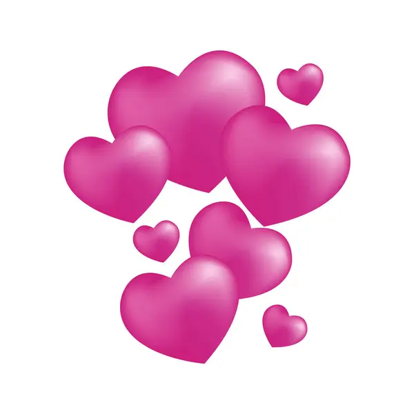 Beyaz arkaplanda pembe renkli kalpler kümesi