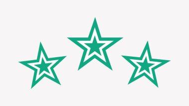 Yıldız simgesi seti. Beyaz arkaplanda yeşil yıldız sembolü izole edilmiş. Vektör illüstrasyonu.