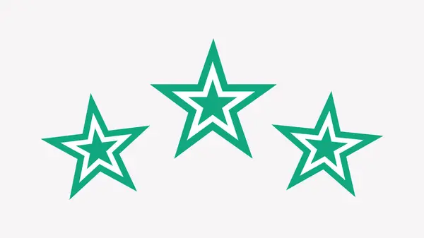 Yıldız simgesi seti. Beyaz arkaplanda yeşil yıldız sembolü izole edilmiş. Vektör illüstrasyonu.