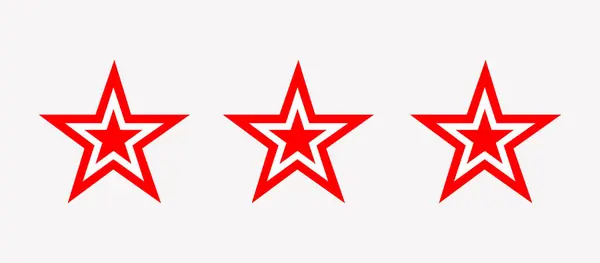Beyaz arkaplanda kırmızı yıldız simgesi. Beyaz arkaplanda üç yıldız.. 