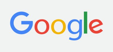 Google metin logosu. Beyaz arkaplanda google simgesi
