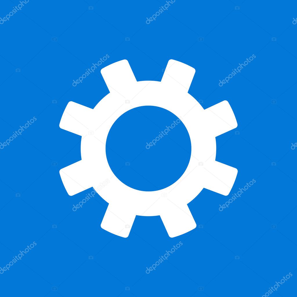Cogwheel vector icon.Setting icon. Cogwheel vector icon isolated on blue background