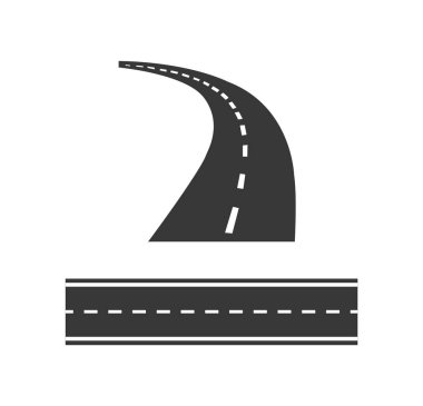 Yol simgesi izole edildi. Yolun basit illüstrasyonu, beyaz arkaplanda izole edilmiş karayolu simgesi