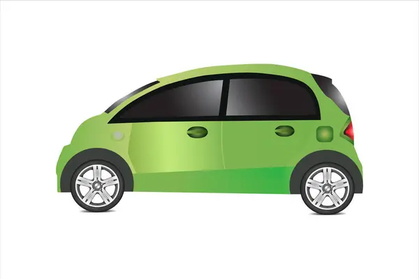Beyaz arka planda yeşil araba. Vektör illüstrasyonu