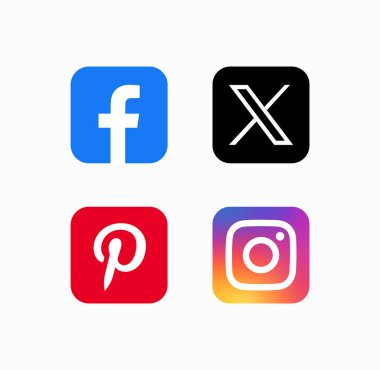 Facebook x instagram Pinterest gibi Sosyal Ortam Simgesi