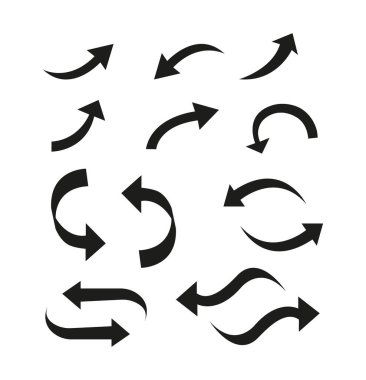 Farklı yönleri gösteren eğri ok koleksiyonu