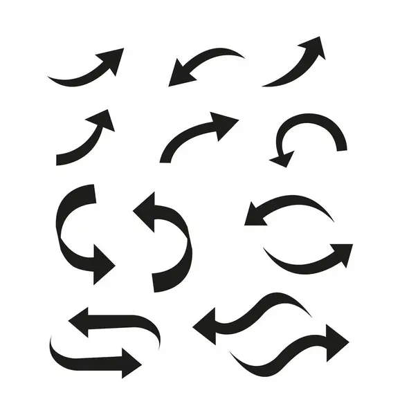 Farklı yönleri gösteren eğri ok koleksiyonu