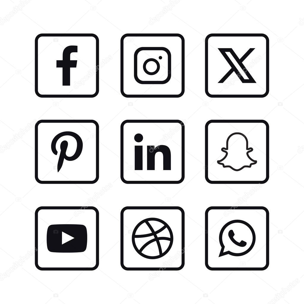 Social Media Icons isolated on white background