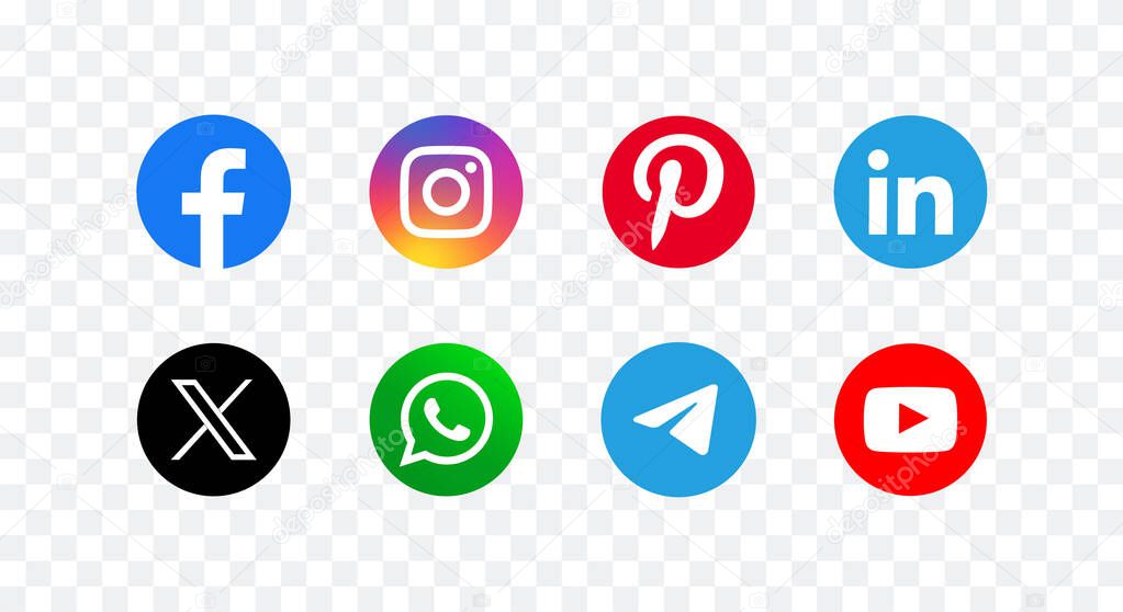 Social Media icon collection on transparent background