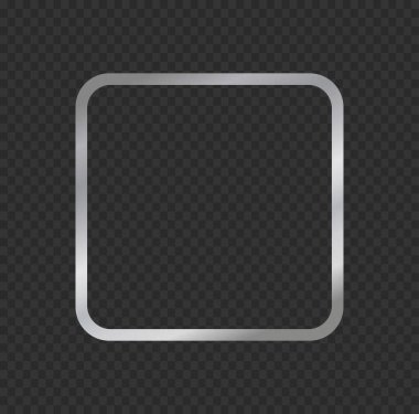 Yuvarlak Köşeli Metalik Gümüş Kare Çerçeve - Modern UI Sınır Vektörü