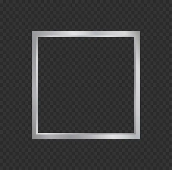 Metalik Gümüş Kare Çerçeve Sınırı - Keskin Geometrik Modern Tasarım Vektörü