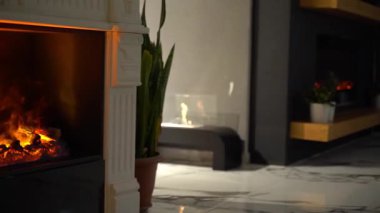 4K 'deki modern mağaza şöminelerinin zarafetini yakalayın. Reklamlar, web siteleri ve ambians videoları için mükemmel. İndir şimdi.