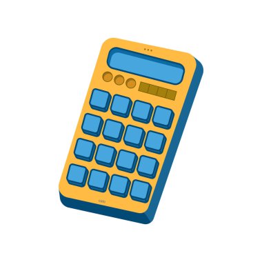 Beyaz arkaplanda izometrik 3d biçiminde hesap makinesi simgesi. Web ve mobil uygulama tasarımınız için beyaz arkaplanda hesaplayıcı simgesi izole edildi, Hesaplayıcı logosu