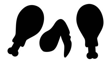 Tavuk butlarının siluetleri ve tavuk kanatları yemek tasarımı için, özellikle tavuklara dayalı yiyecekler..