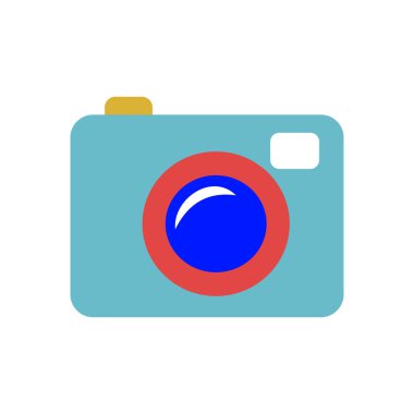 Web ve mobil uygulama tasarımınız için beyaz arkaplanda kamera simgesi izole edildi. Kamera logosu kavramı. Dijital kameranın tasarım elemanı çizimi