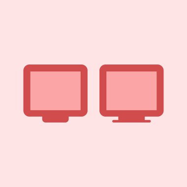 Web sitesi ve mobil uygulamalar için bilgisayar monitörü ikon tasarımı sembolü. Monitör ekranının silüeti. Yayın ve dijital ortam temalı tasarım illüstrasyon unsurları