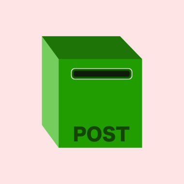 Sanat & Resimleri Posta kutusu simgesi. Yeşil oy sandığı illüstrasyonu. İletişim illüstrasyon tasarım elementleri geçmişte. Eski tasarım, düz stil retro tasarım.