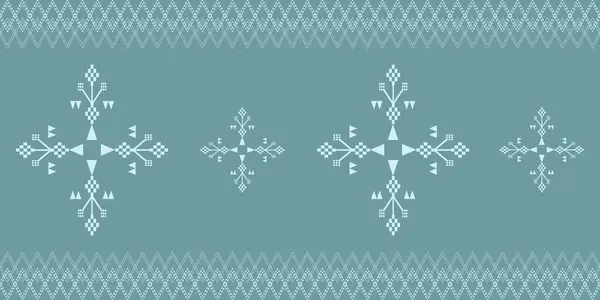 Tekrarlayan geometrik kabile deseni, etnik sınır nakışı, deniz mavisi arkaplanındaki elmas motifleri. Tekstil baskıları, arka planlar, duvar kağıdı, yaka tasarımı, ev dekorasyonu için uygun