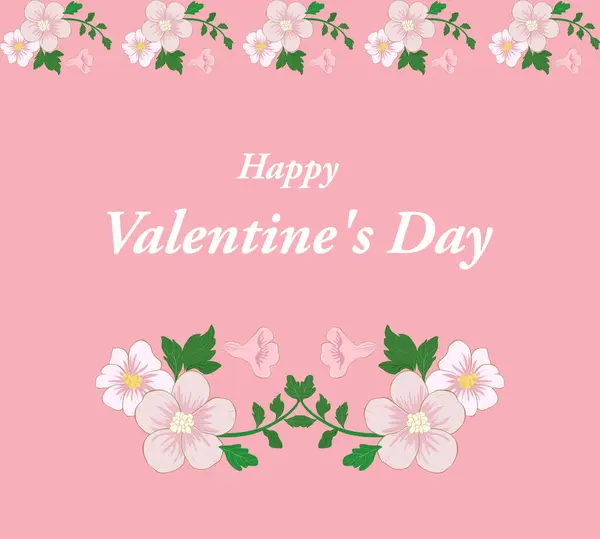 Zarif Sevgililer Günü kartı pembe çiçekli ve romantik tipografili. Yumuşak pastel çiçekler ve pembe bir arka plan, aşk, düğün ve romantik kutlamalar için mükemmel..