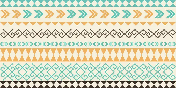 Karmaşık geometrik etnik sınır, modern kabile estetiği. Bej, kahverengi, turkuaz, hardal sarısı, üçgen sıraları, soyut motifler, kumaş baskısı için geleneksel halk tekstil, davetiye çerçevesi, kültürel