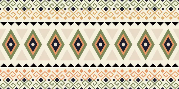 Afrika 'dan esinlenilmiş sınır geometrik desenleri toprak tonlarında, bej, kahverengi, turuncu, yeşil, siyah. Simetrik düzenleme kültürel miras. Tekstil, geçmiş, davetiye, poster için ideal