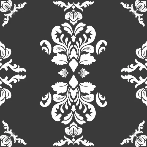 Kusursuz duvar kâğıdı Barok tarzı. Zarif vektör arkaplanı. Siyah çiçek süsü. Kumaş, halı, duvar kağıdı ve ambalaj için grafiksel desen. Süslü Şam çiçek süsü.