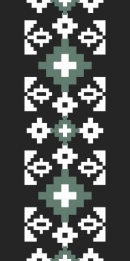 Modern tekstil, kalın arka plan ve grafik tasarımları için siyah, beyaz ve bilge yeşil desenli Tayland ipeğinden esinlenilmiş dikey resim deseni çarpıcı.