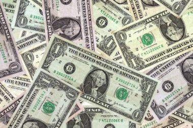 1 dolarlık Amerikan banknotları duvar kâğıdı. Zenginlik konsepti, serbest ticaret, iş konsepti arkaplan görünümü