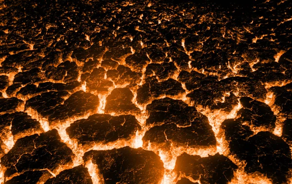 Vykreslování Tepla Červená Popraskané Pozemní Textury Erupci Sopky — Stock fotografie