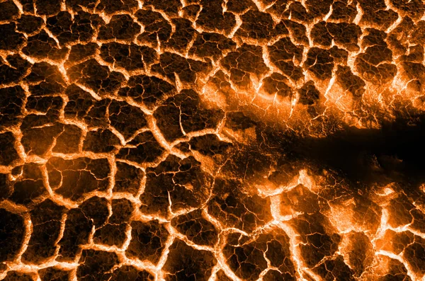 噴火後の3Dレンダリング熱赤割れ地面テクスチャ火山 — ストック写真