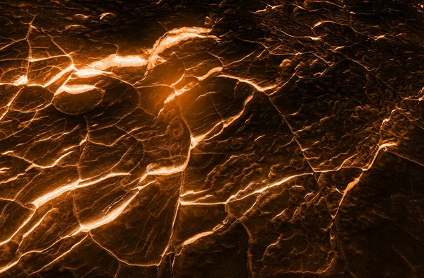 火山爆发后三维渲染热红裂地面纹理 — 图库照片