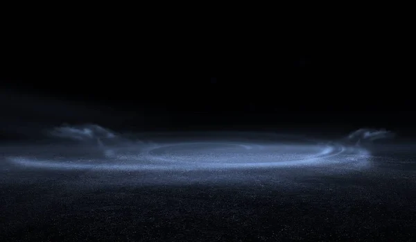 3Dレンダリング抽象的な暗い夜の創造的なぼやけた屋外アスファルトの背景とともに霧の光高速 ストックフォト