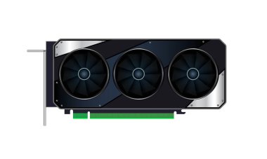 Grafik kartı GPU vektör illüstrasyonu beyaz arkaplanda izole edildi.