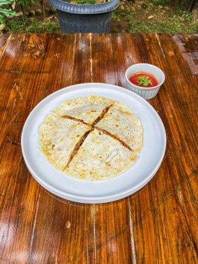 Meksika usulü et ve sebzeli tortilla. Meksika Gıda Konsepti.