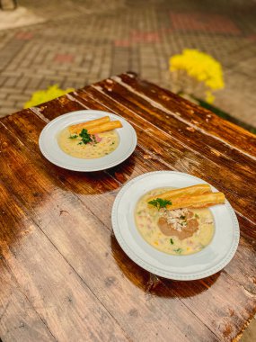 Çorbanın mutfak fotoğrafı.