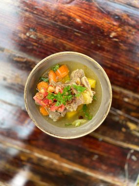 Çorbanın mutfak fotoğrafı.