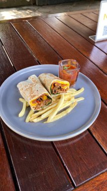 Lezzetli Asya yemeklerinin yakın görüntüsü