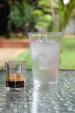 Buzlu çay ve yeşil yapraklı