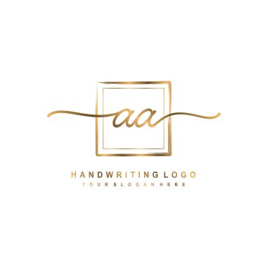 AA Beauty vector initial logo, handwriting logo of initial signature, wedding, fashion clipart